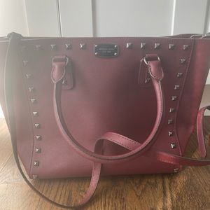 Burgundy studded MK tote bag with strap